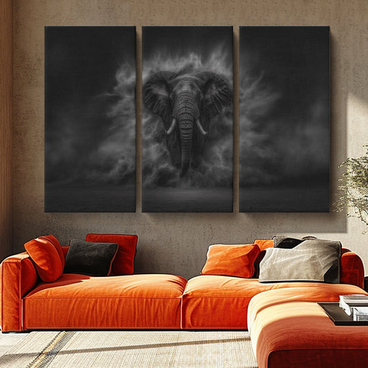 Black and White Elephant Animals Canvas Print Artesty