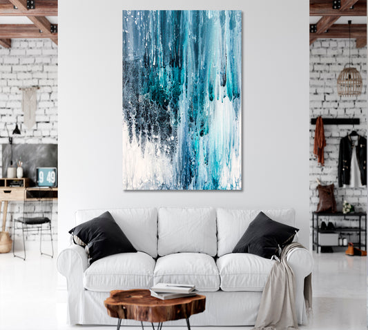 Abstract Rainy Paint Fluid Art Fluid Art, Oriental Marbling Canvas Print Artesty