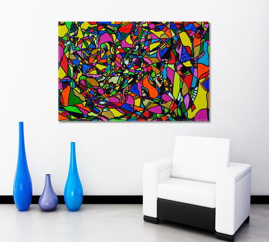 Abstract Vibrant Geometric Shapes Abstract Art Print Artesty 1 panel 24" x 16"