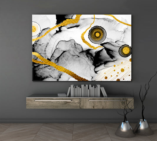 Transparent Creativity Abstract Clouds Fluid Art, Oriental Marbling Canvas Print Artesty