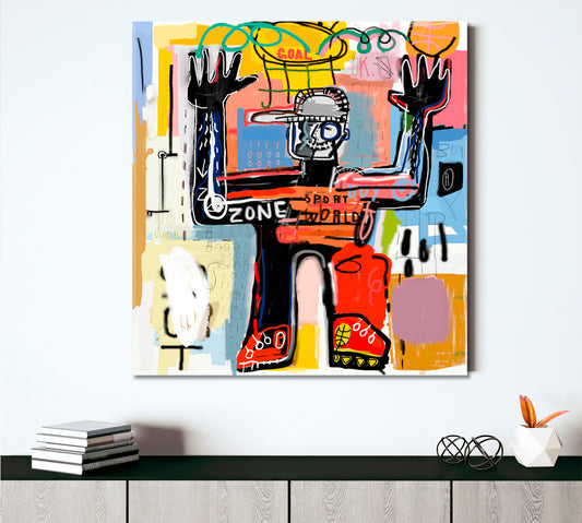 BASKETBALL Inspired by Basquiat Street Art Punk Graffiti Contemporary Art Artesty 1 Panel 12"x12"