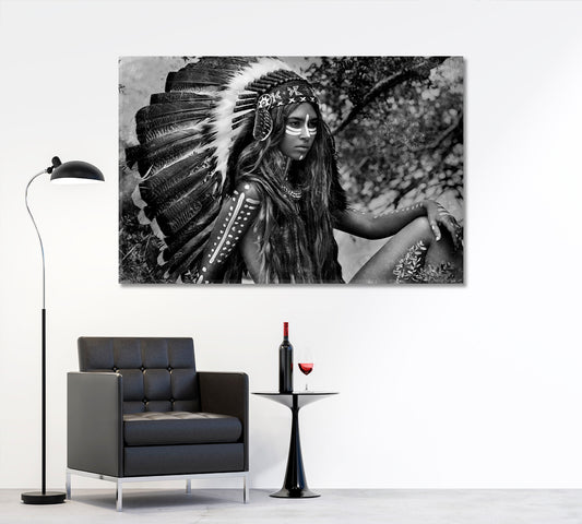 CHIEFTAIN Attractive Indian Woman Black And White Portrait Photo Art Artesty