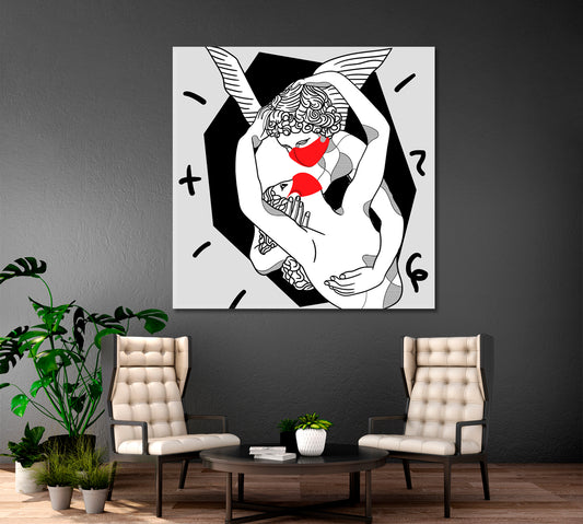 MEDICINE CONCEPT Cupid kiss Wearing Medical Mask Contemporary Art Artesty