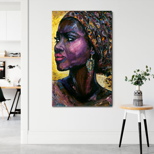 MISS YUMNA Good Fortune Beautiful Black Woman African Style Canvas Print Artesty