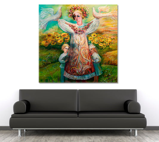 UKRAINE Mother Takes Care Of Kids Surreal Fantasy Large Art Print Décor Artesty