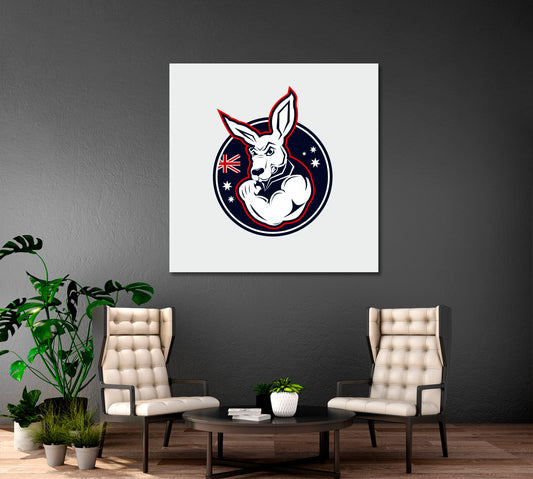 POWERFUL KANGAROO National Australian Symbol Posters, Flags Giclee Print Artesty 1 Panel 12"x12"