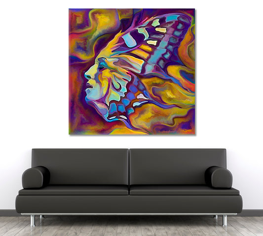PURPLE DREAM Abstract Human Portrait As A Butterfly Abstract Art Print Artesty