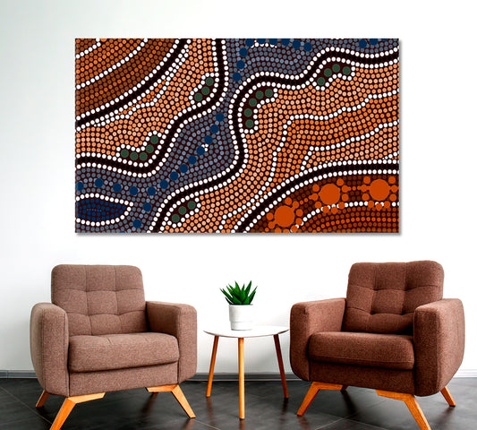 RIVER Aboriginal Australian Style Dot Painting Abstract Art Print Artesty