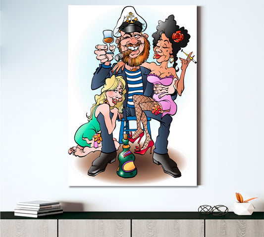 Sailor With Cigar Taking Break Black and White Wall Art Print Artesty