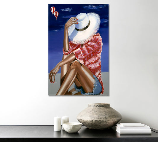 Woman In A Hat On The Beach Fine Art Artesty