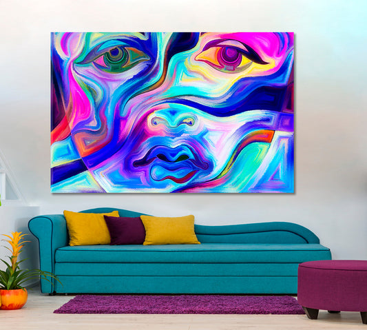 Vivid Frame of Mind Abstract Face Contemporary Art Artesty 1 panel 24" x 16"