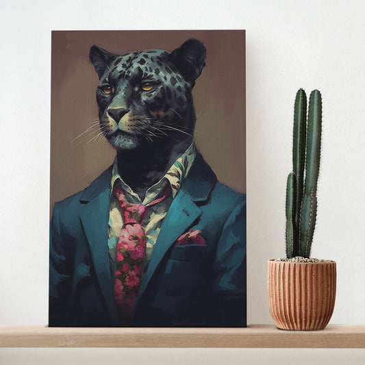 Black Panther in Suit Canvas Prints Artesty 1 Panel 16"x24"