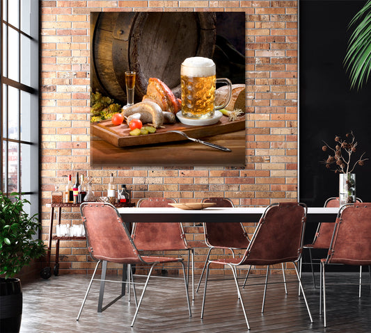 Vintage Old Rustic Wooden Barrel Mugs Brewery Beer Restaurant Modern Wall Art Artesty