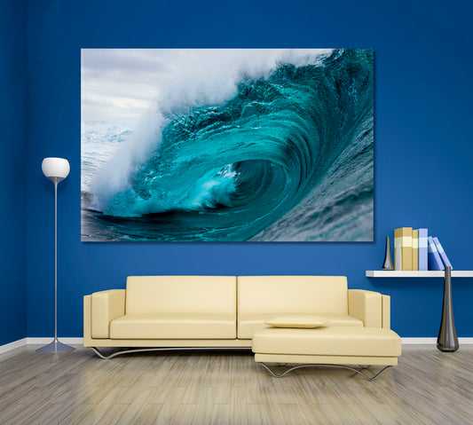 Big Blue Crashing Wave Scenic Impressive Photo Nautical, Sea Life Pattern Art Artesty 1 panel 24" x 16"