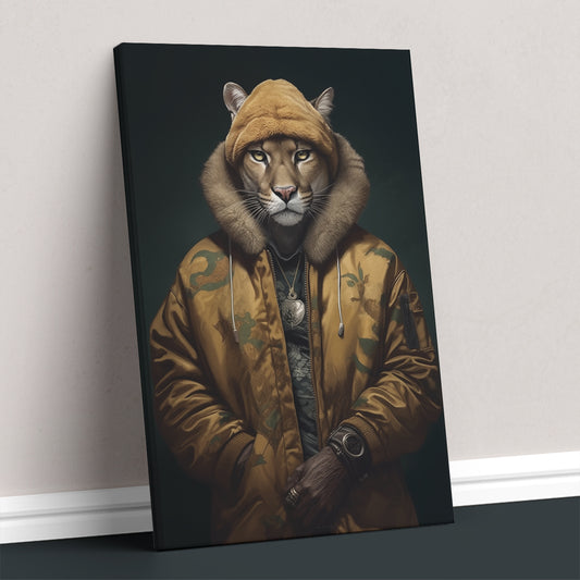 Stylish Puma in Gold Hoodie Jacket Canvas Prints Artesty