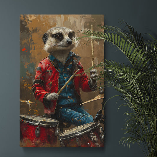 Cool Drummer Meerkat Canvas Prints Artesty 1 Panel 16"x24"