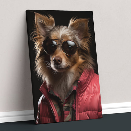 Stylish Dog in Sunglasses and Jacket Canvas Prints Artesty 1 Panel 24"x36"
