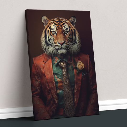 Charming Tiger Gentleman for Office Canvas Prints Artesty 1 Panel 16"x24"