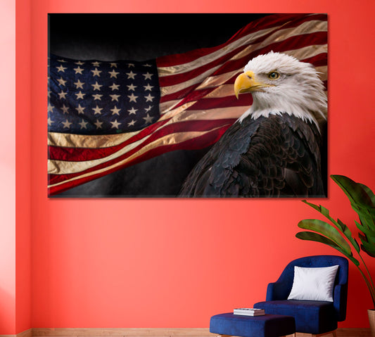 Powerful America Patriotic Symbols Bald Eagle Poster Posters, Flags Giclee Print Artesty 1 panel 24" x 16"