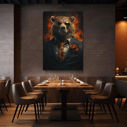 Fierce Bear in Floral Suit Canvas Prints Artesty