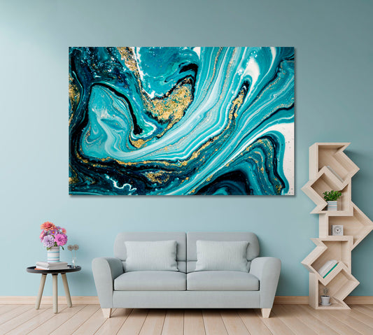 AGATE Magic Art Beautiful Natural Luxury Marbled Ancient Oriental Fluid Art, Oriental Marbling Canvas Print Artesty 1 panel 24" x 16"