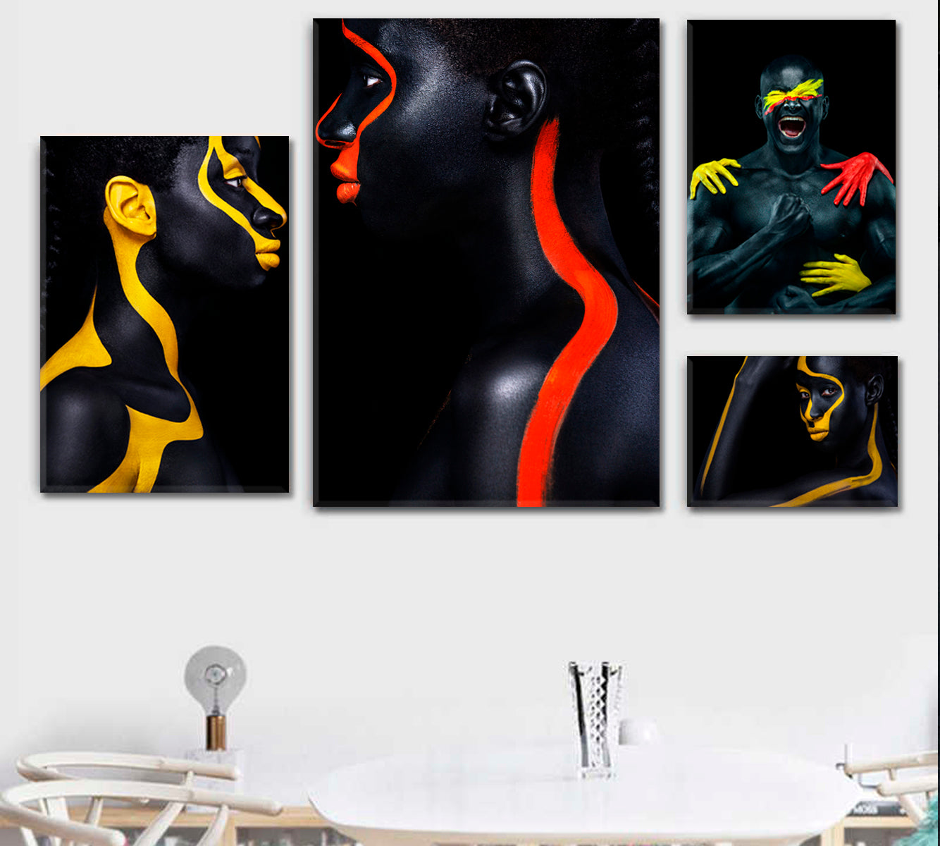 SPACE ALIEN Beautiful African Girl With Red Black Body Paint Art Photo Art Artesty