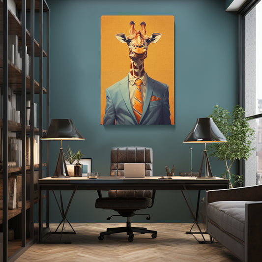 Funny Giraffe in Blue Suit Canvas Prints Artesty