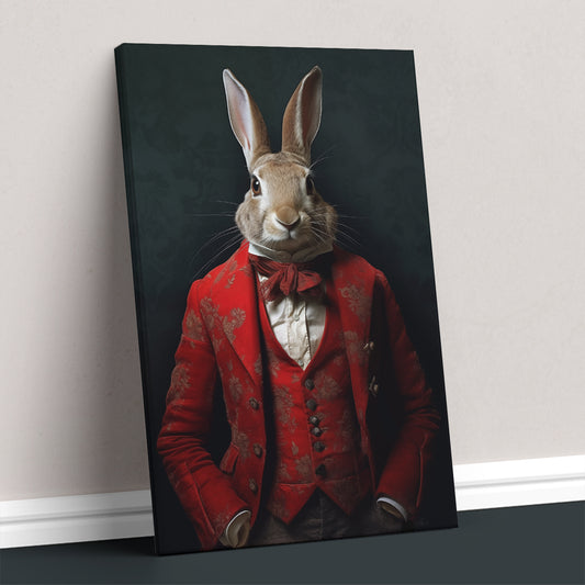 Rabbit in Victorian Red Suit Canvas Prints Artesty 1 Panel 16"x24"
