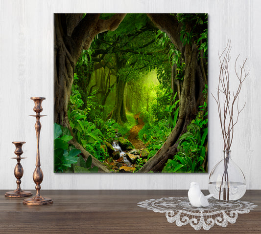 TROPICAL GREEN HOME Deep Tropical Jungles Floral & Botanical Split Art Artesty