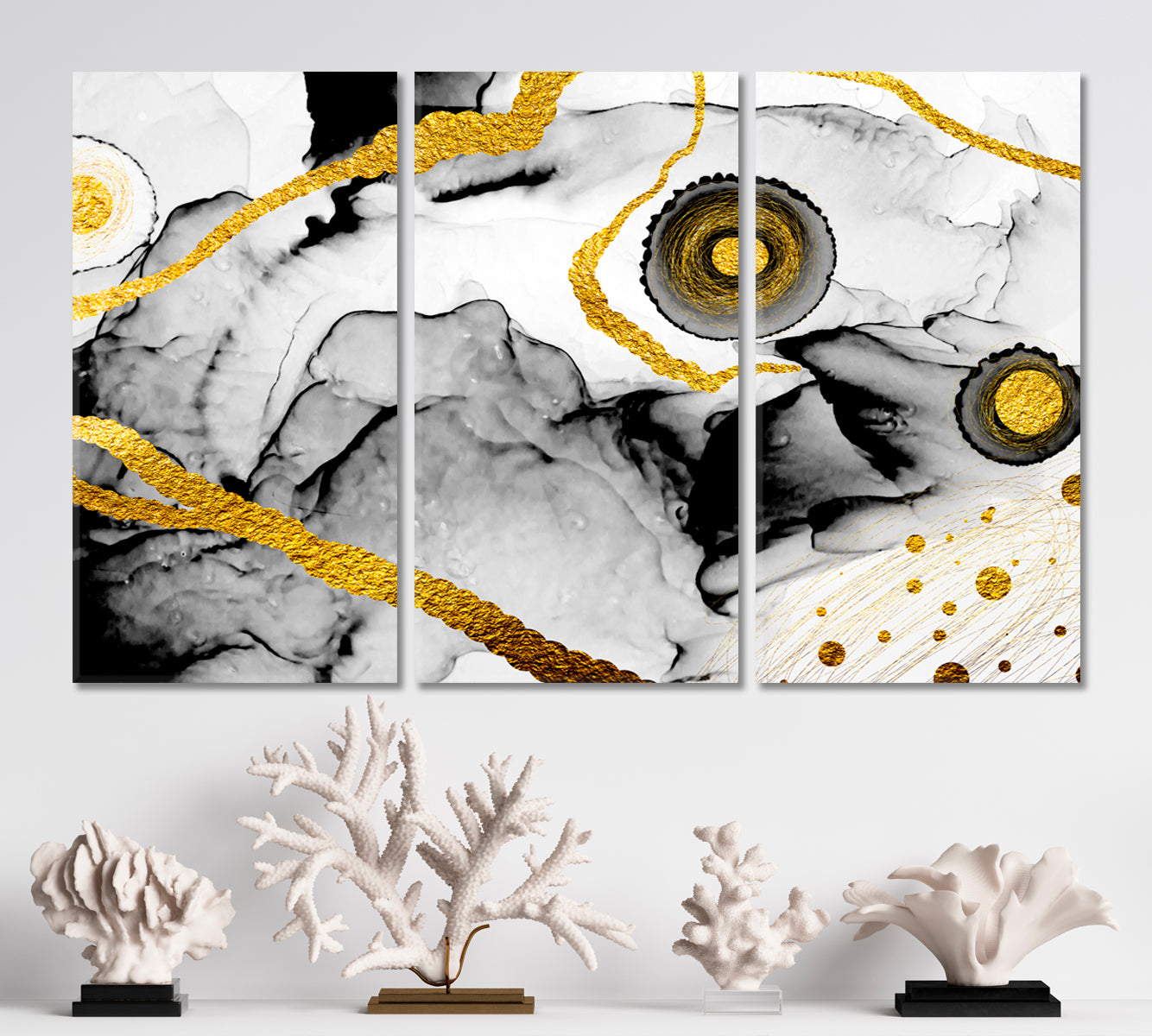 Transparent Creativity Abstract Clouds Fluid Art, Oriental Marbling Canvas Print Artesty 3 panels 36" x 24" 
