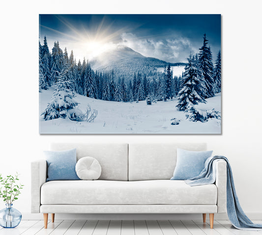 Beautiful Winter Landscape Snow Covered Trees Scenery Landscape Fine Art Print Artesty