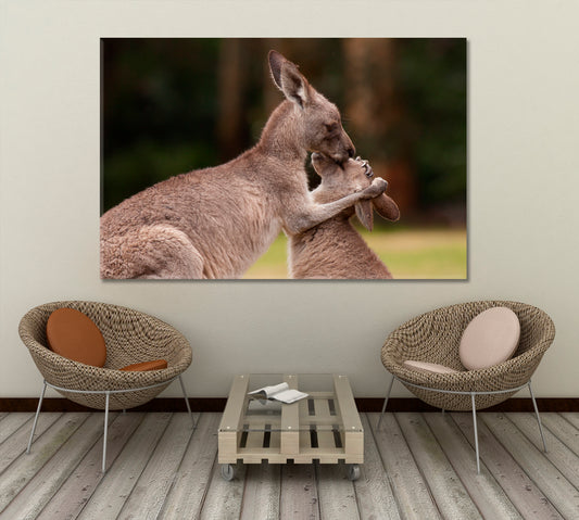 Kangaroo Mother And Baby Wild Life Framed Art Artesty