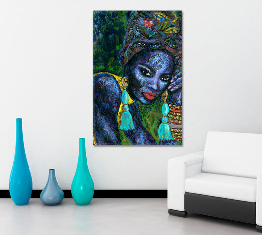 MISS SADE FLAME Beautiful Black Woman African Style Canvas Print Artesty