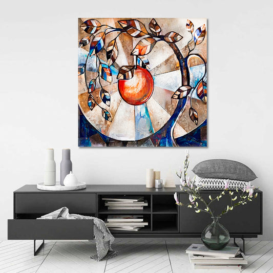 Modern Stylized Tree And Apple Abstract Art Print Artesty