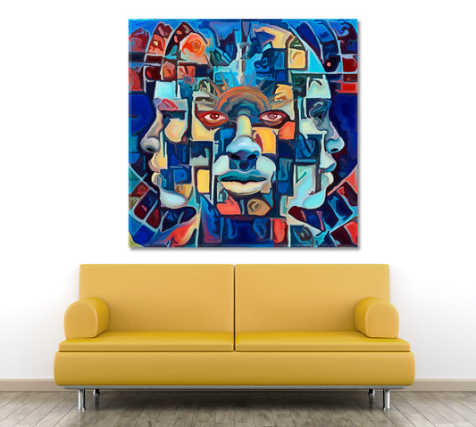 PRESENT PAST FUTURE Three Faces Abstract Art Print Artesty
