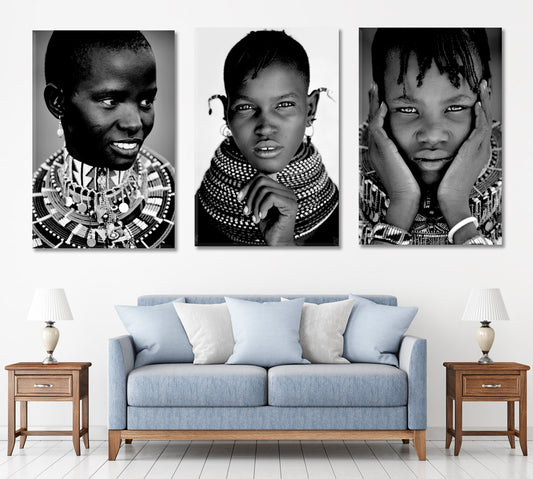 SET 3 African Tribal Beautiful Kids Abstract Art Print Artesty