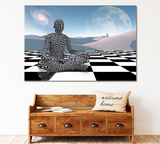 Meditation On a Chessboard Surrealism Surreal Fantasy Large Art Print Décor Artesty