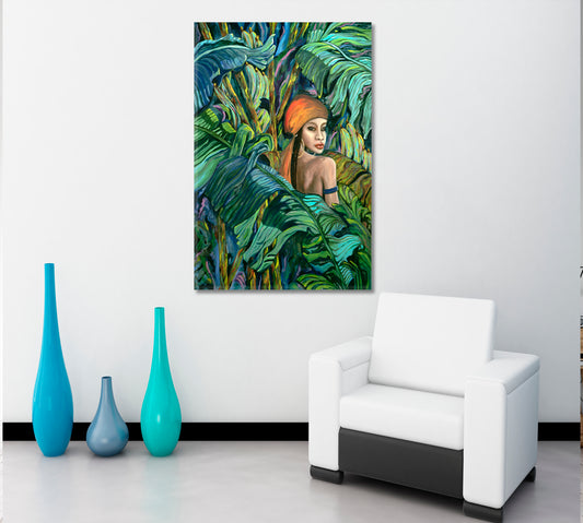 Tropical Queen Of Beauty African Style Canvas Print Artesty