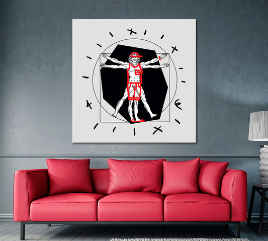 VITRUVIAN MAN Leonardo Da Vinci Modern Art Black and White Wall Art Print Artesty