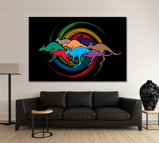 VIVID SPIN WHEEL Group Of Kangaroo Jumping Animals Canvas Print Artesty