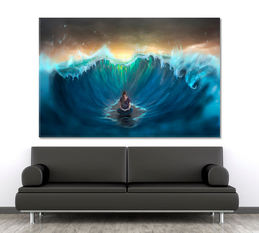 Woman Surrounded By Sea Waves Motivation Sport Poster Print Decor Artesty