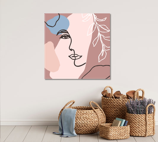 Trendy Pale Blue And Nude Peach Powder Colors Abstract Art Print Artesty