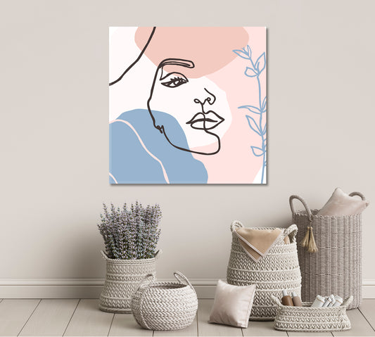 Continuous Single One Line Drawing Abstract Face Abstract Art Print Artesty