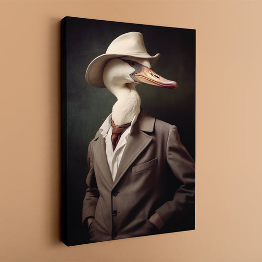 Charming Duck in Vintage Attire Canvas Prints Artesty