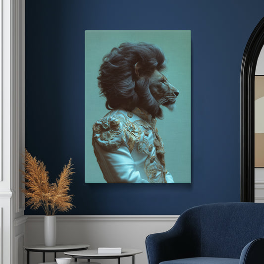 Elegant Lion in Embroidered Suit Canvas Prints Artesty