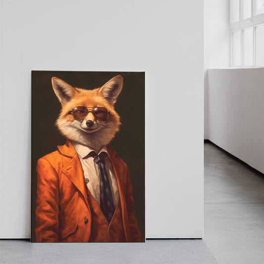 Fox in Orange Suit and Sunglasses Canvas Prints Artesty