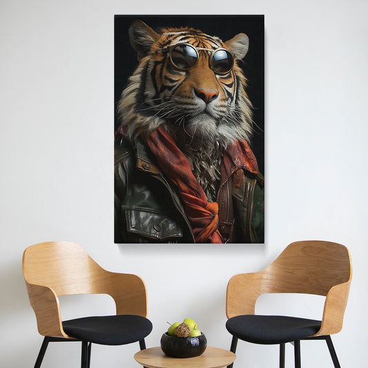 Charming Tiger, Fashionable Wildlife, Animal Lovers Abstract Art Print Artesty