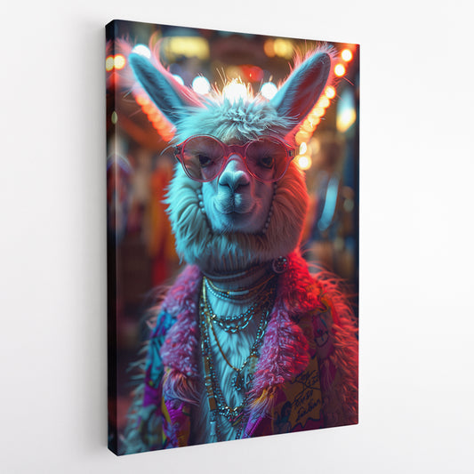Glamorous Llama Fashion Portrait Canvas Prints Artesty 1 Panel 16"x24"