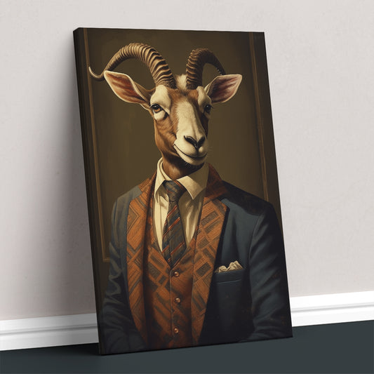Elegant Gazelle in Blue Suit Canvas Prints Artesty 1 Panel 16"x24"