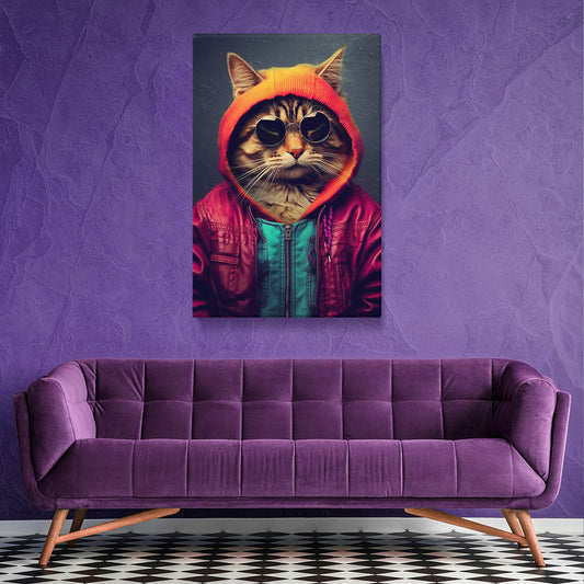 Urban Cool Cat in Hoodie Canvas Prints Artesty